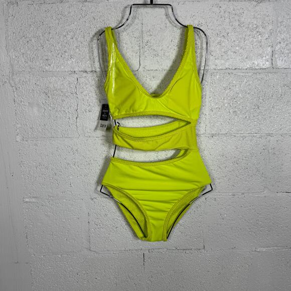 Bar III Women's Cut-Out One-Piece Swimsuit Sunny Lime XS $94 - Picture 7 of 12